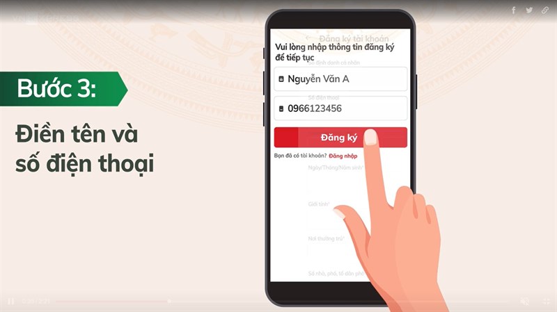 Sau đó điền tên và số điện thoại