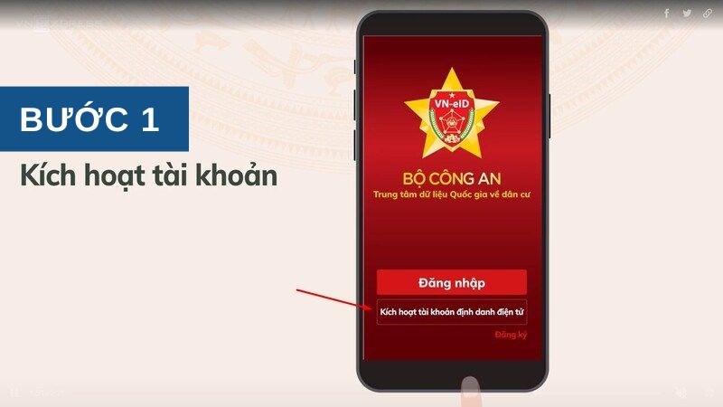 Bấm chọn kích hoạt tài khoản định danh điện tử