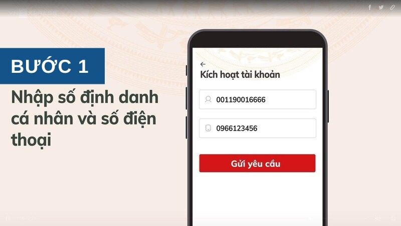 Nhập thông tin mã định danh và số điện thoại tại mục Kích hoạt tài khoản